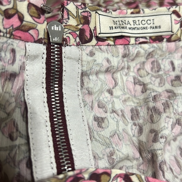 NINA RICCI • Paris• Pink Poppy Floral Linen Skirt 36| 4 Made in France - Picture 14 of 16